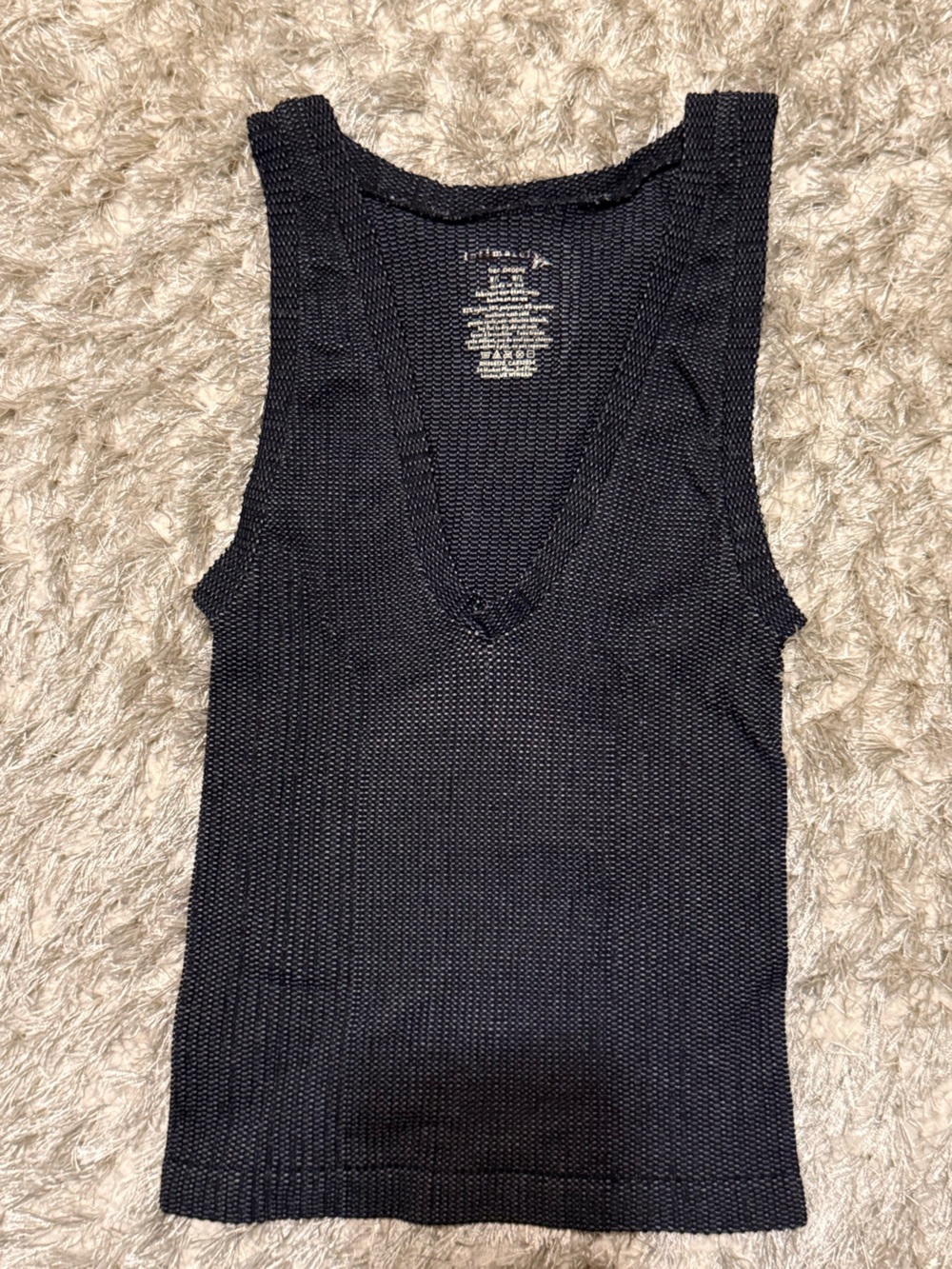 Free People Black Knit V‑Neck Tank Top